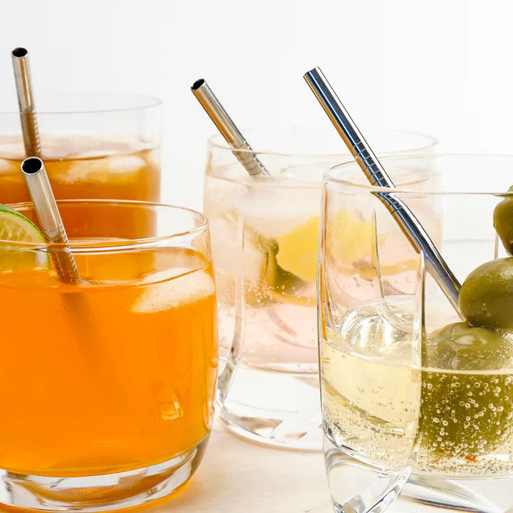 RSVP Short Stainless Steel Straws - 5” - Set of 4