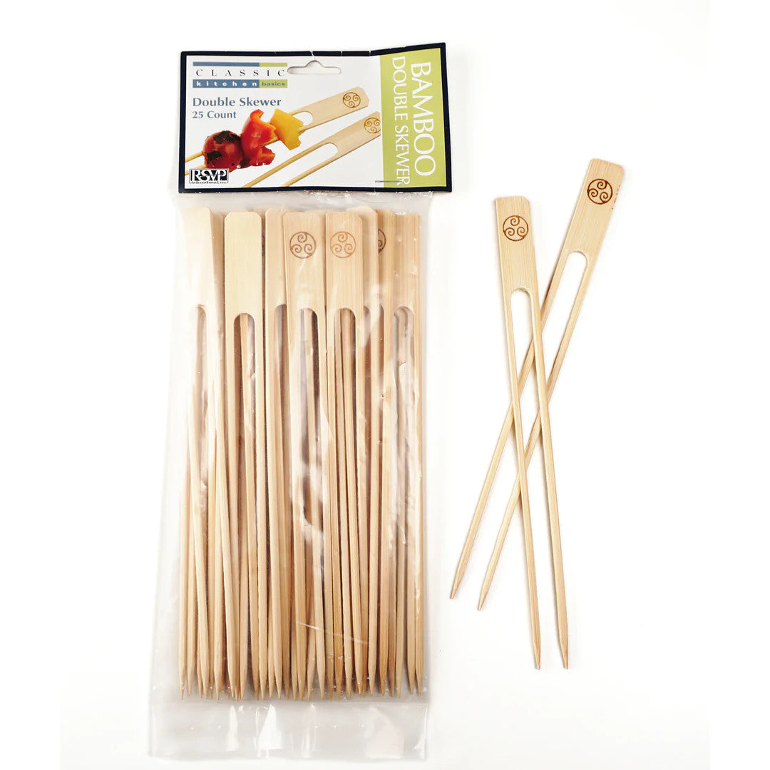 Bamboo Double Skewers - 9 Inch, 25 Pack