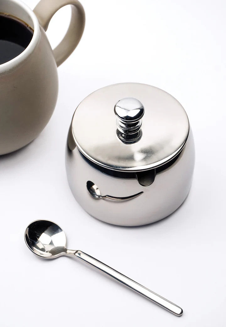 Sugar Bowl with Spoon - Stainless Steel