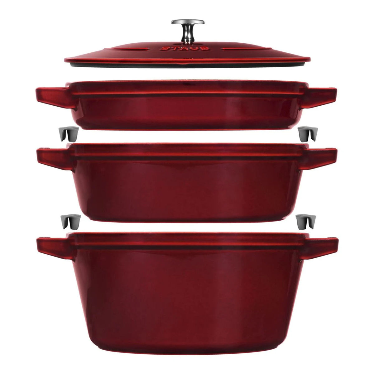 Staub 4 Piece Cast Iron Stackable Set - Grenadine