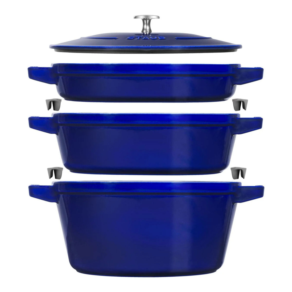 Staub 4 Piece Cast Iron Stackable Set - Dark Blue