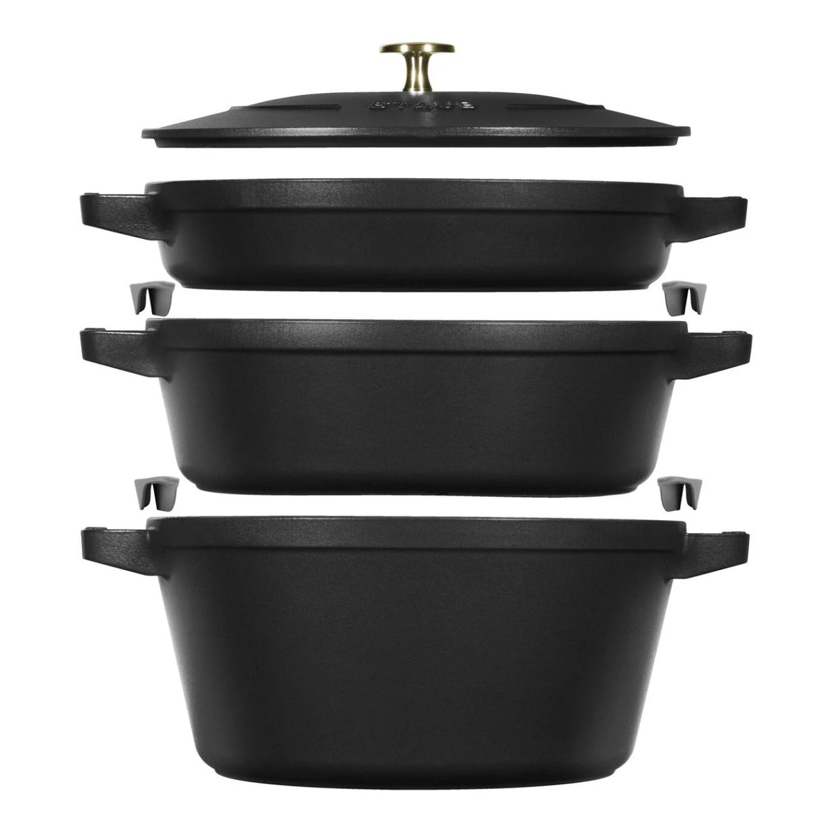 Staub 4 Piece Cast Iron Stackable Set - Matte Black
