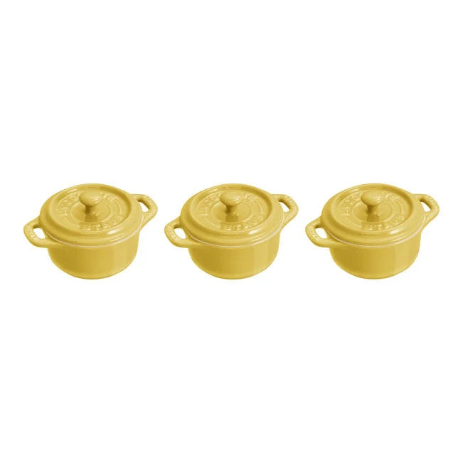 Staub 3 Piece Set Mini Round Cocottes - Citron