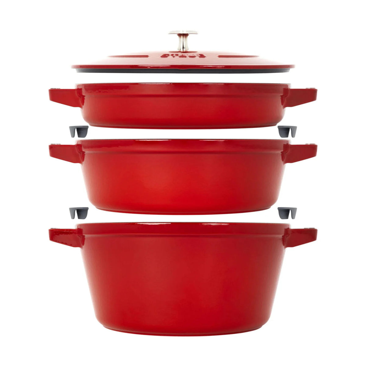 Staub 4 Piece Cast Iron Stackable Set - Cherry