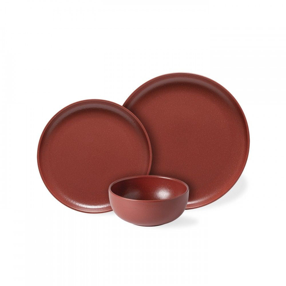 Casafina Pacifica 12 Piece Dinnerware Set With Cereal Bowl - Cayenne