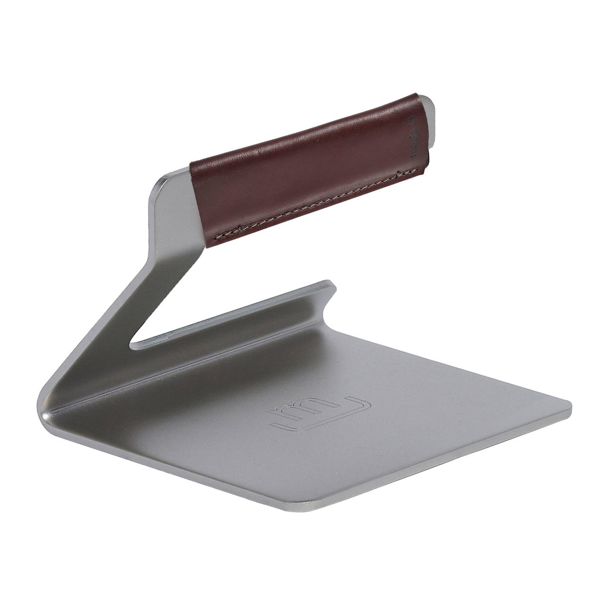 Made In Stainless Steel Grill Press with Leather Handle Cover