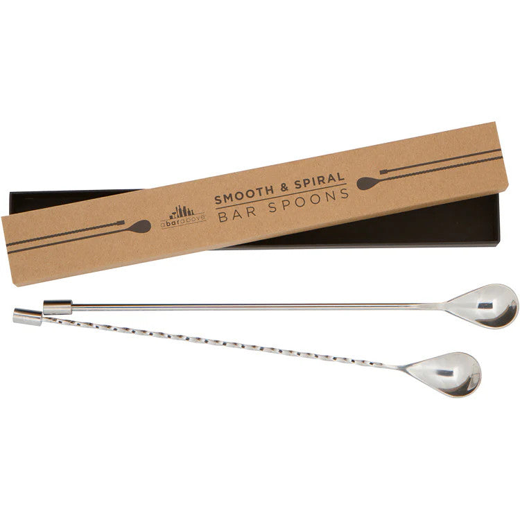 A Bar Above Stainless Steel Bar Spoons - Set of 2, 1 Spiral and 1 Smooth