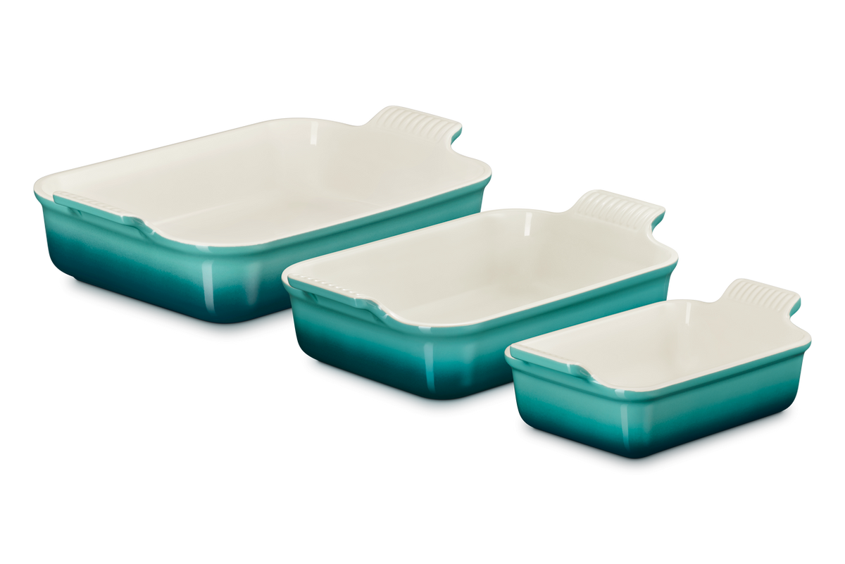 Le Creuset Heritage 3 Piece Rectangular Baking Dish Set - Riviera