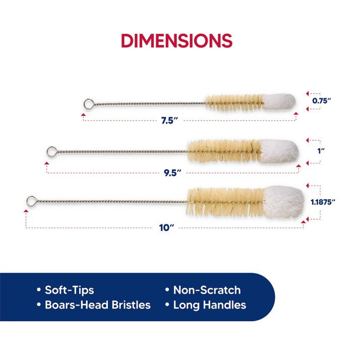 Soft Tip Cleaning Brushes, Set of 3