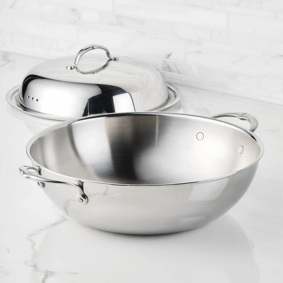 Hestan ProBond Luxe Polished Clad 14” Wok with Dome Lid