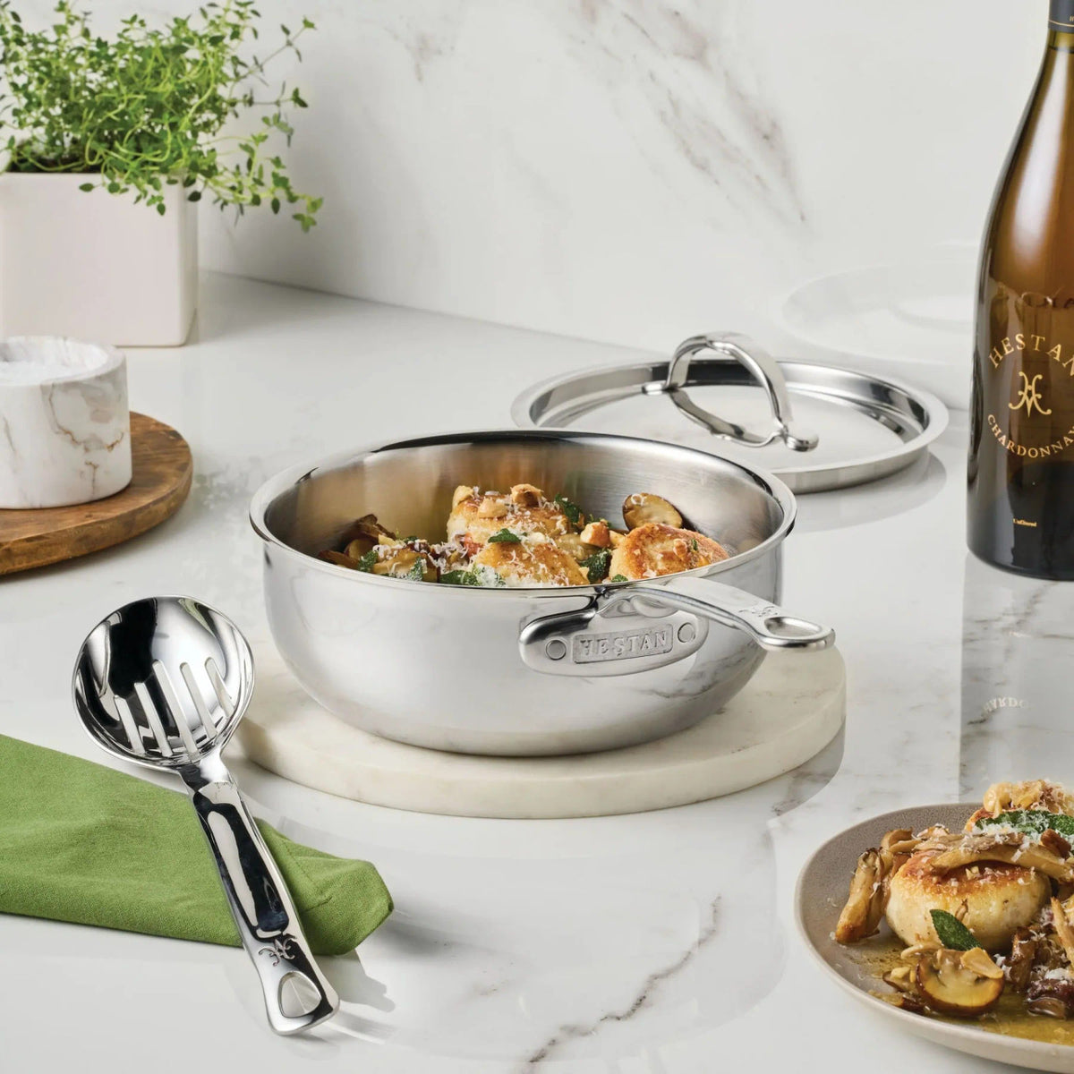Hestan ProBond Luxe Polished Clad 2 Qt. Saucier with Lid