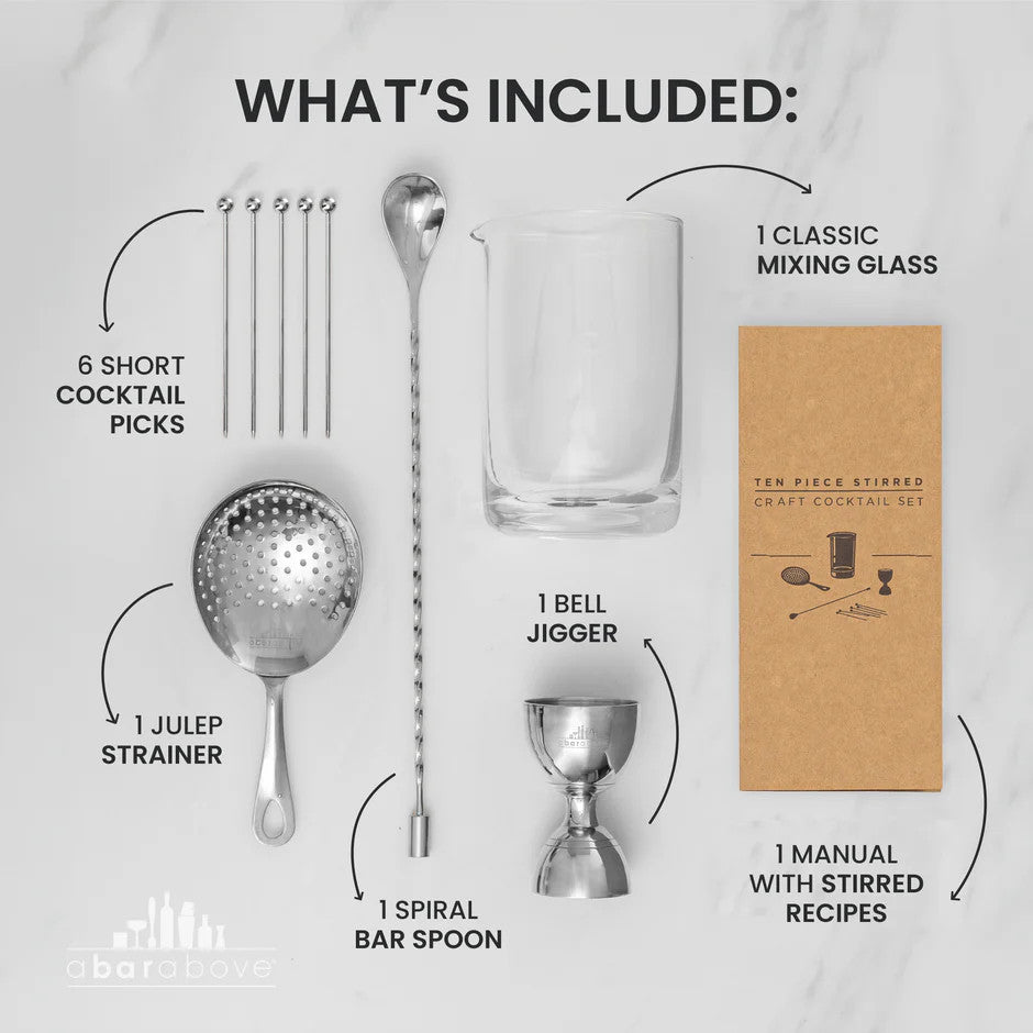 A Bar Above Stirred Cocktail Set - 10 Piece Stainless Steel