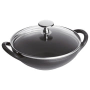 Staub Cast Iron 0.5 qt. Baby Wok with Glass Lid Matte Black