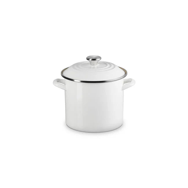 Le Creuset Enamel on Steel Stockpots with Stainless Steel Knobs - White