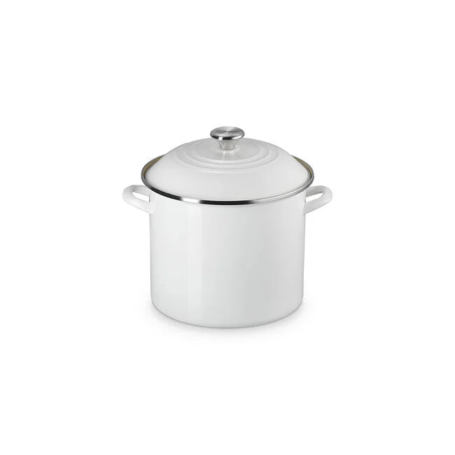 Le Creuset Enamel on Steel Stockpots with Stainless Steel Knobs - White