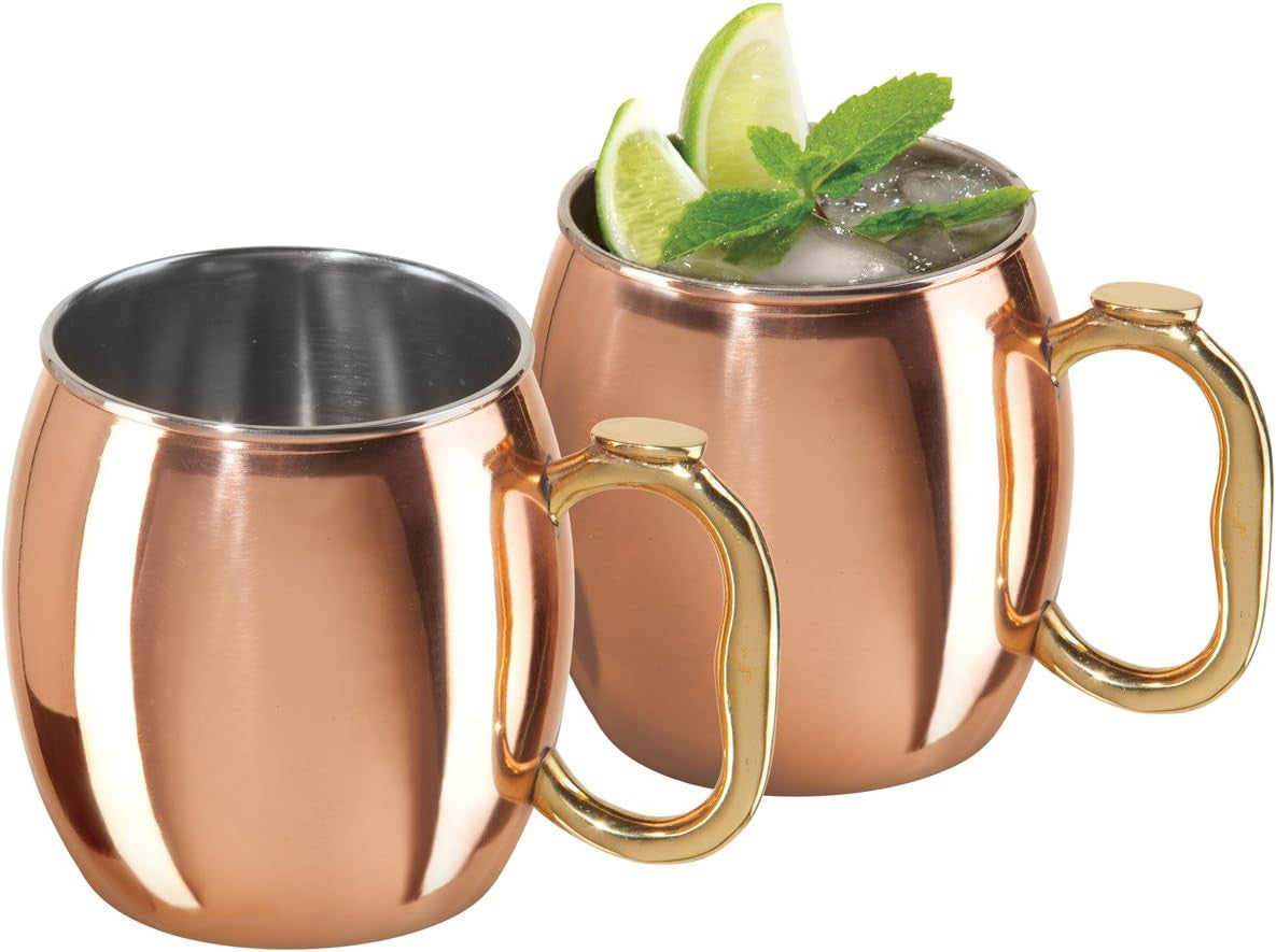 Oggi Set of 2 Copper-Plated Stainless 20 oz Moscow Mule Mugs