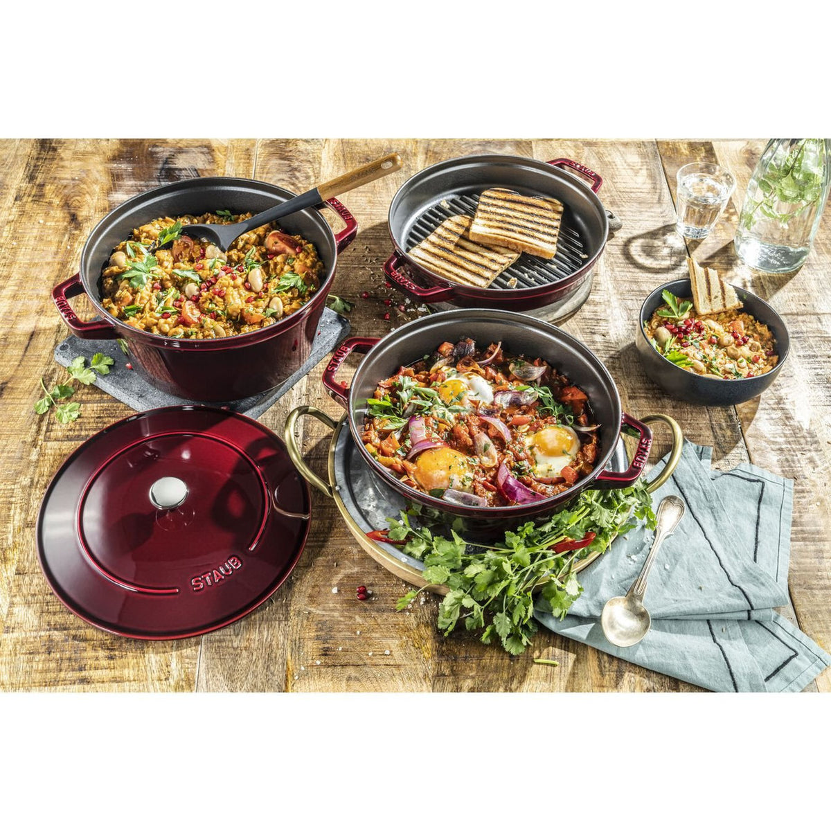 Staub 4 Piece Cast Iron Stackable Set - Grenadine
