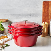 Staub 4 Piece Cast Iron Stackable Set - Cherry