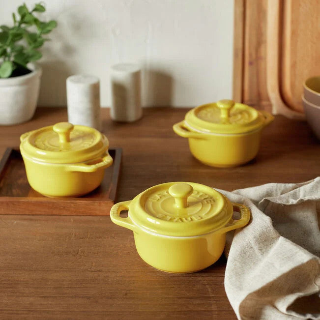 Staub 3 Piece Set Mini Round Cocottes - Citron