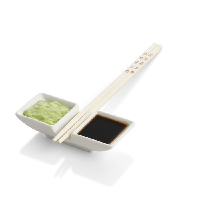 Helen’s Asian Kitchen 2-Section Sauce Dishes with Chopstick Rest - Set of 2