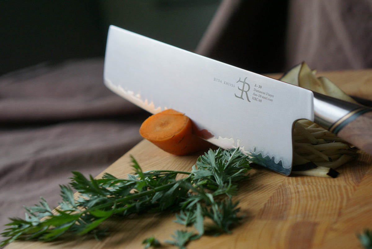 Ryda A-30 Sanmai Damascus 7 inch Nakiri Knife