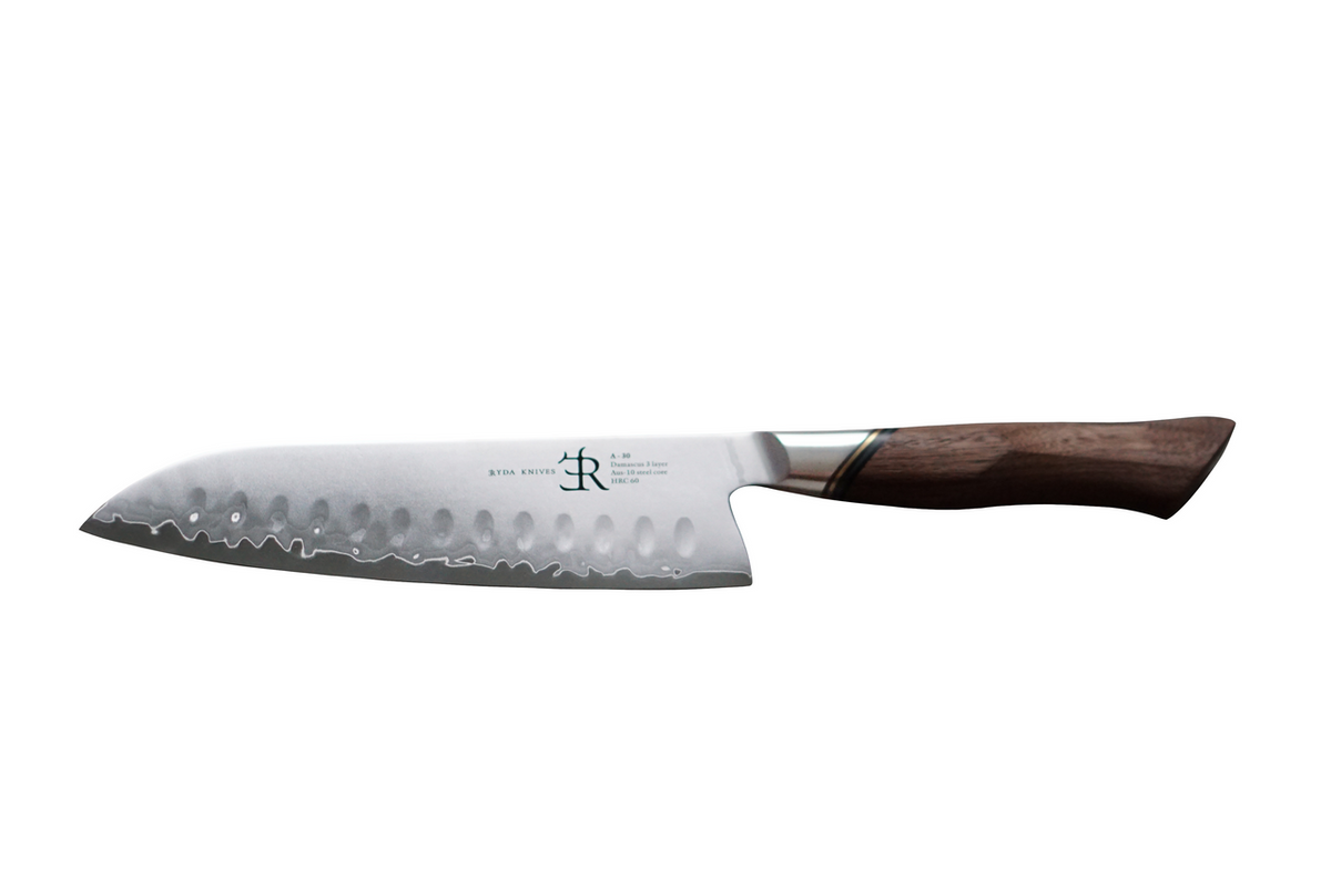 Ryda A-30 Sanmai Damascus 8 inch Santoku Knife