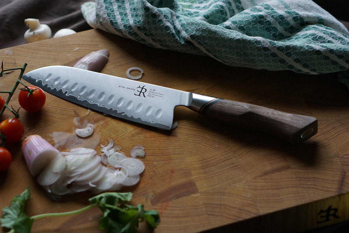 Ryda A-30 Sanmai Damascus 8 inch Santoku Knife