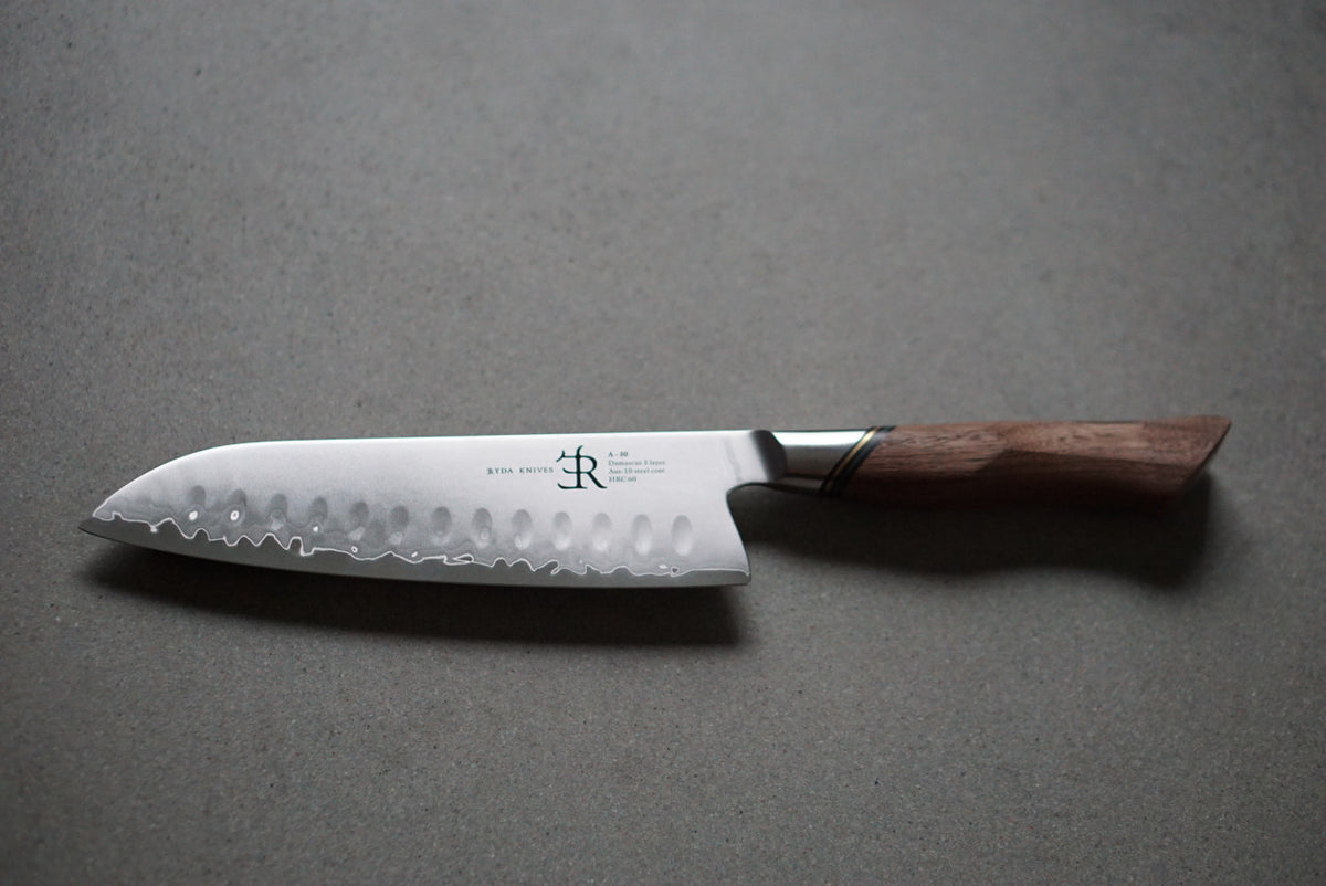 Ryda A-30 Sanmai Damascus 8 inch Santoku Knife
