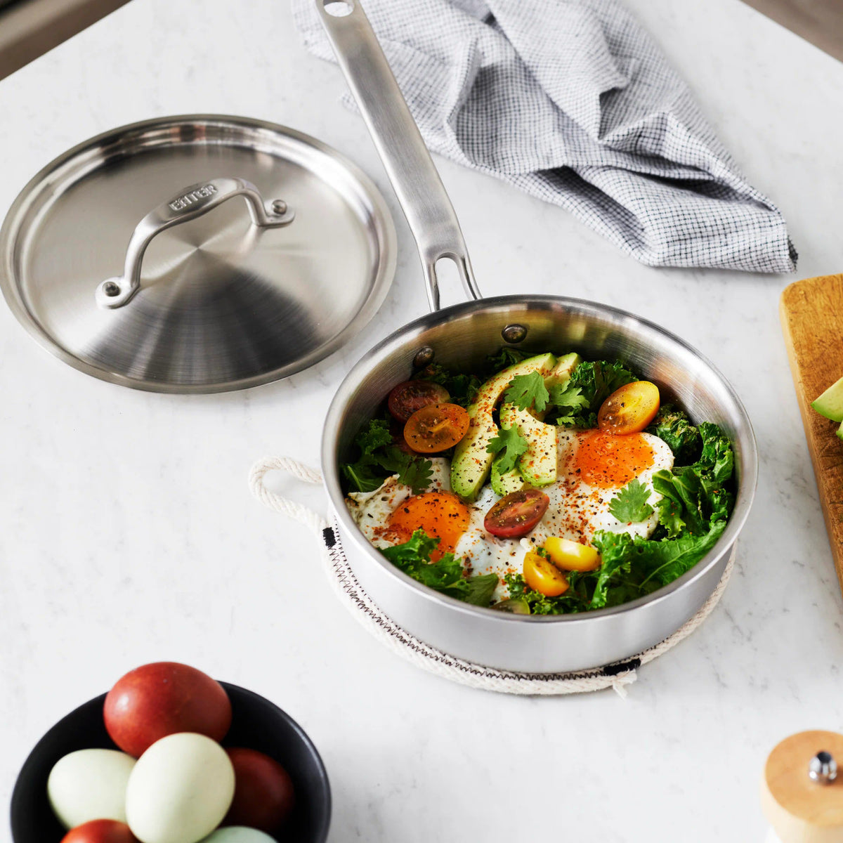 EATER + Heritage Steel Stainless Steel Saute Pans with Lids