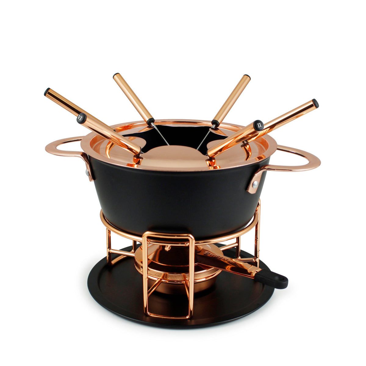 Swissmar Realp 11 Piece Cast Aluminum Fondue Set - Black and Copper