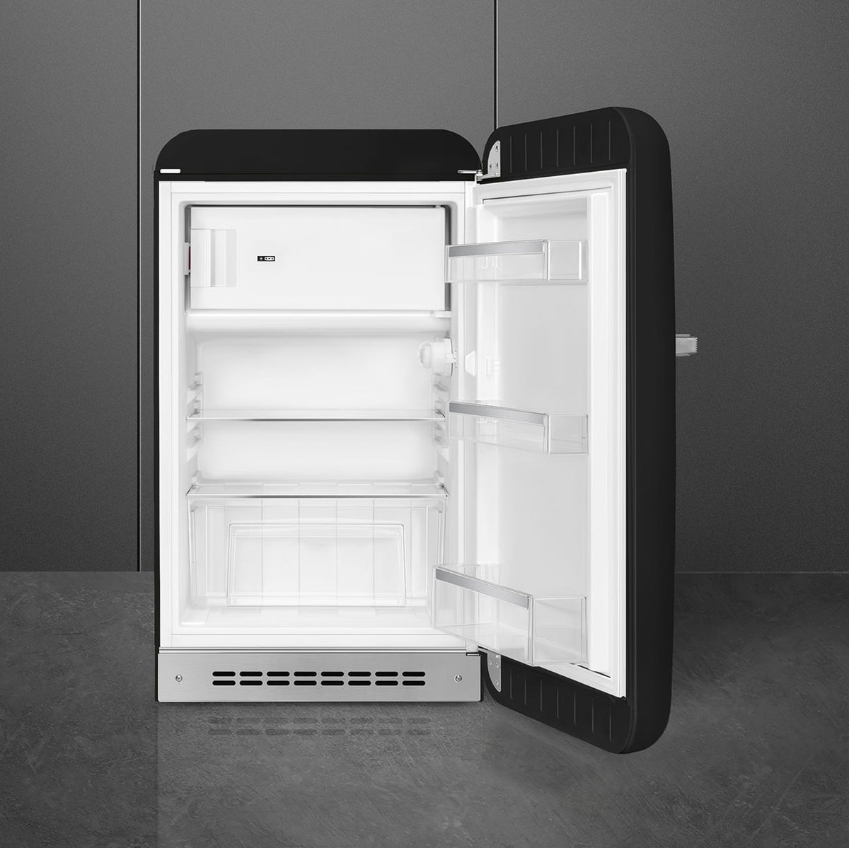 SMEG 50's Retro Style FAB10 Mini Fridge with Internal Freezer Compartment - Black, Right Hinge