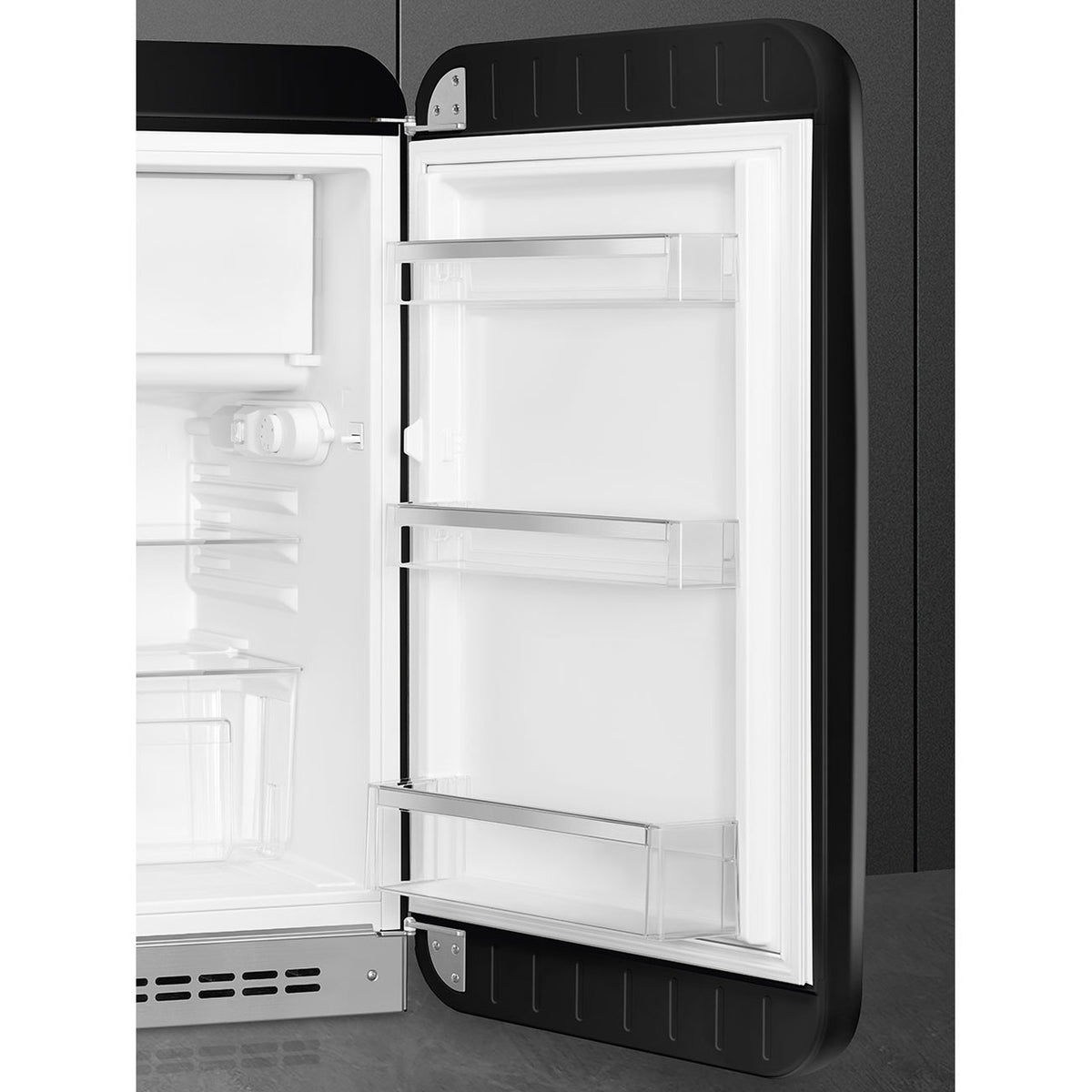 SMEG 50's Retro Style FAB10 Mini Fridge with Internal Freezer Compartment - Black, Right Hinge