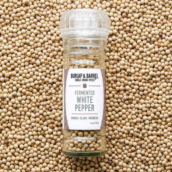 Burlap and Barrel Muntok White Pepper (Grinder Top Jar)