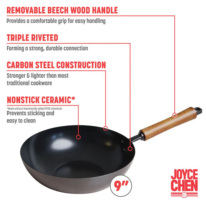 Classic Series 9.5” Carbon Steel Ceramic Nonstick Stir Fry Pan