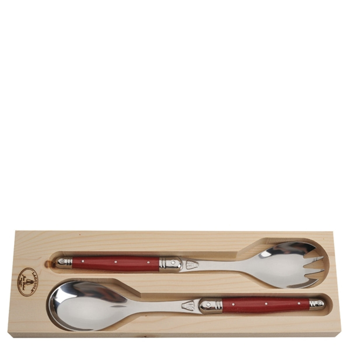 Jean Dubost Salad Server Set with Red Handles