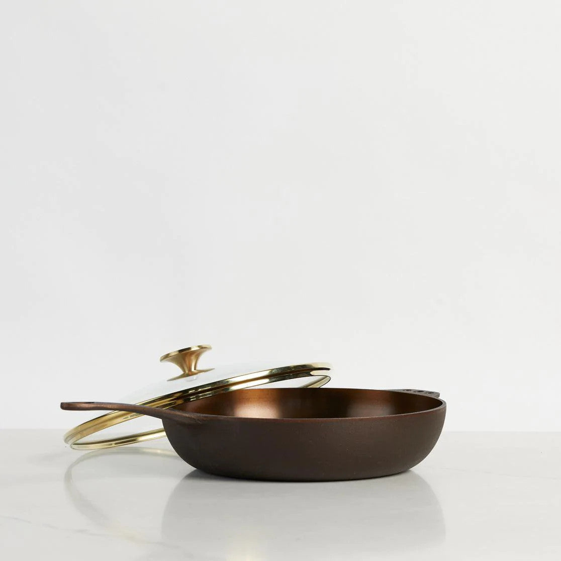 Smithey Cast Iron 11 inch Deep Skillet with Glass Lid