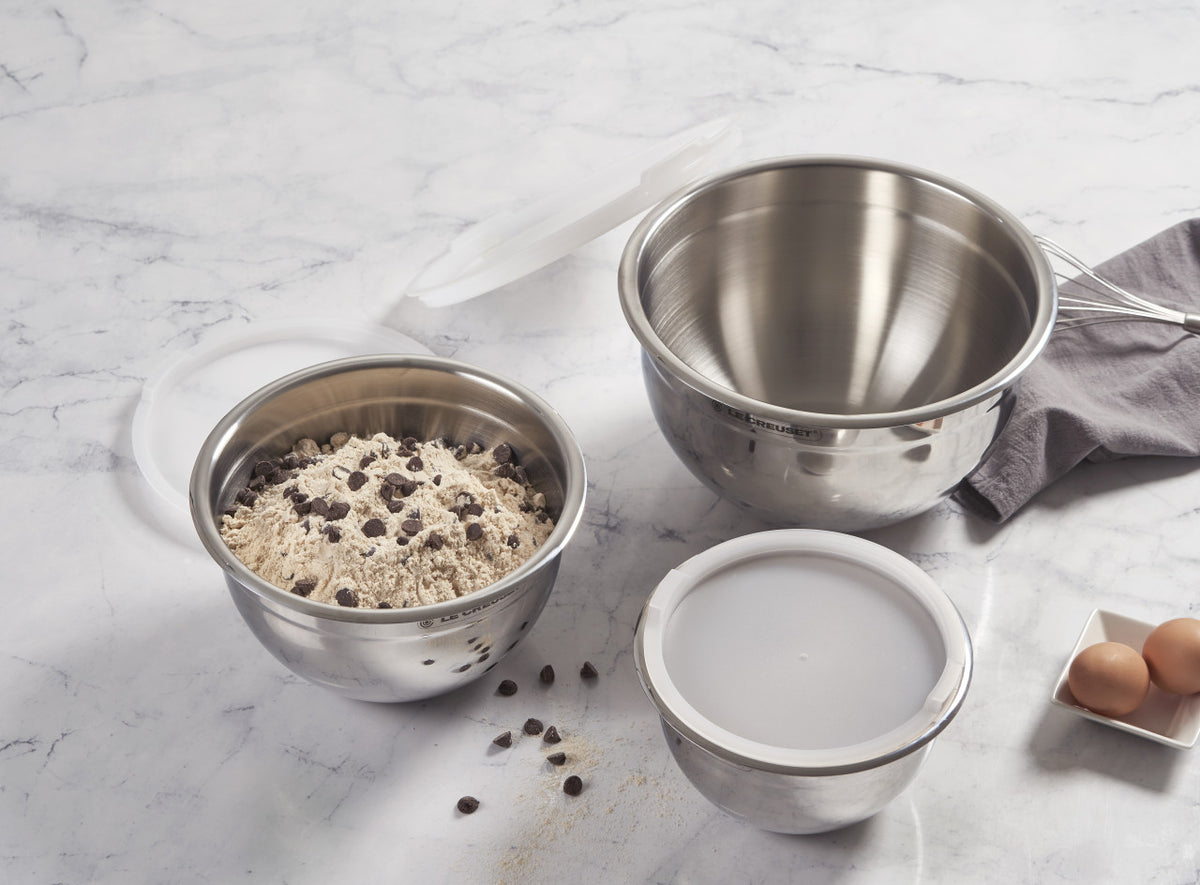 Le Creuset Stainless Steel Mixing Bowls with Lids - Set of 3