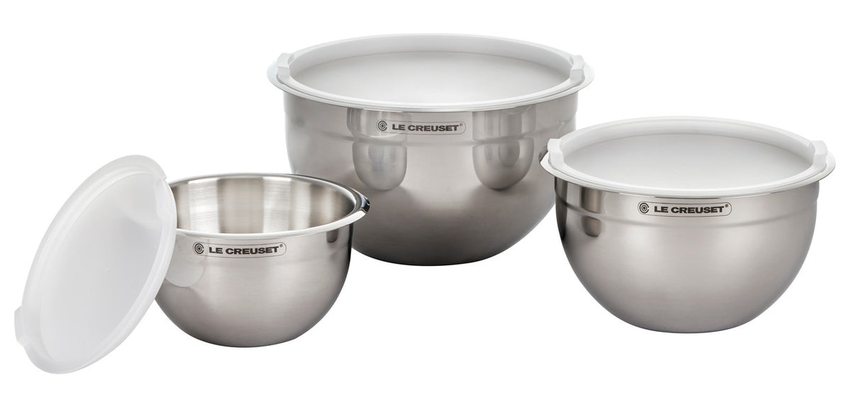 Le Creuset Stainless Steel Mixing Bowls with Lids - Set of 3
