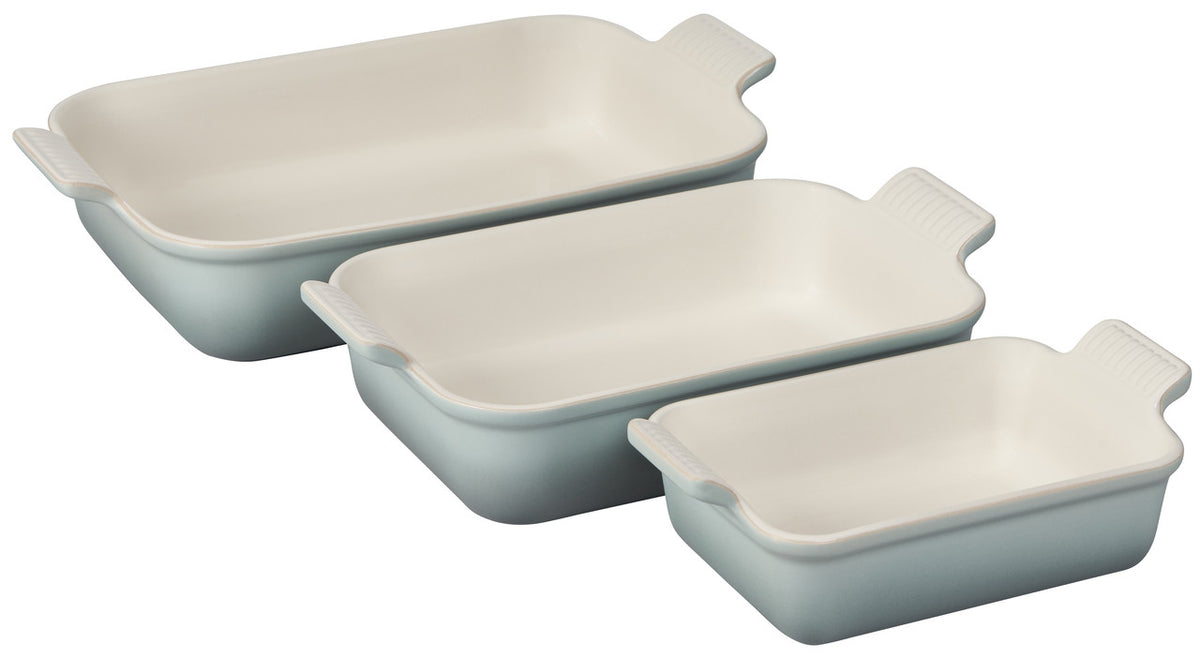 Le Creuset Heritage 3 Piece Rectangular Baking Dish Set - Sea Salt