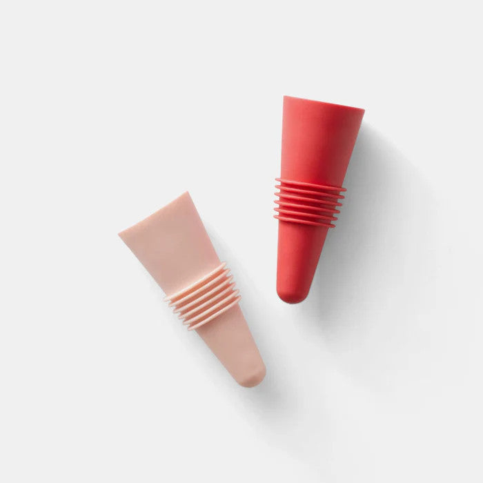 Rabbit Wine Bottle Stoppers - Set of 2 Coral