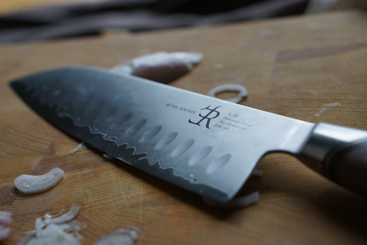 Ryda A-30 Sanmai Damascus 8 inch Santoku Knife