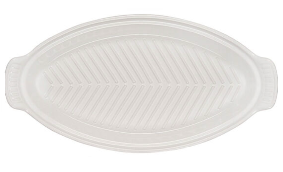 Le Creuset 1.75 qt. Fish Baker - White with Gold Knob