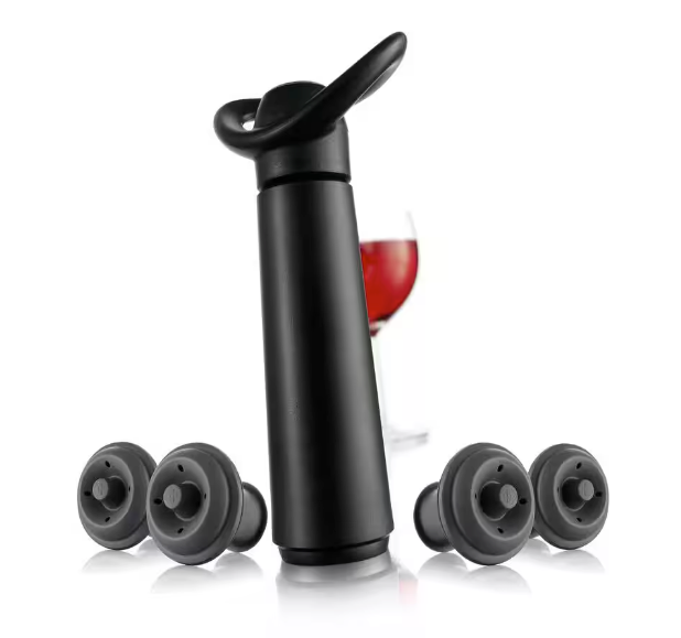 Vacu Vin Black Concerto Wine Saver Set with 4 Stoppers