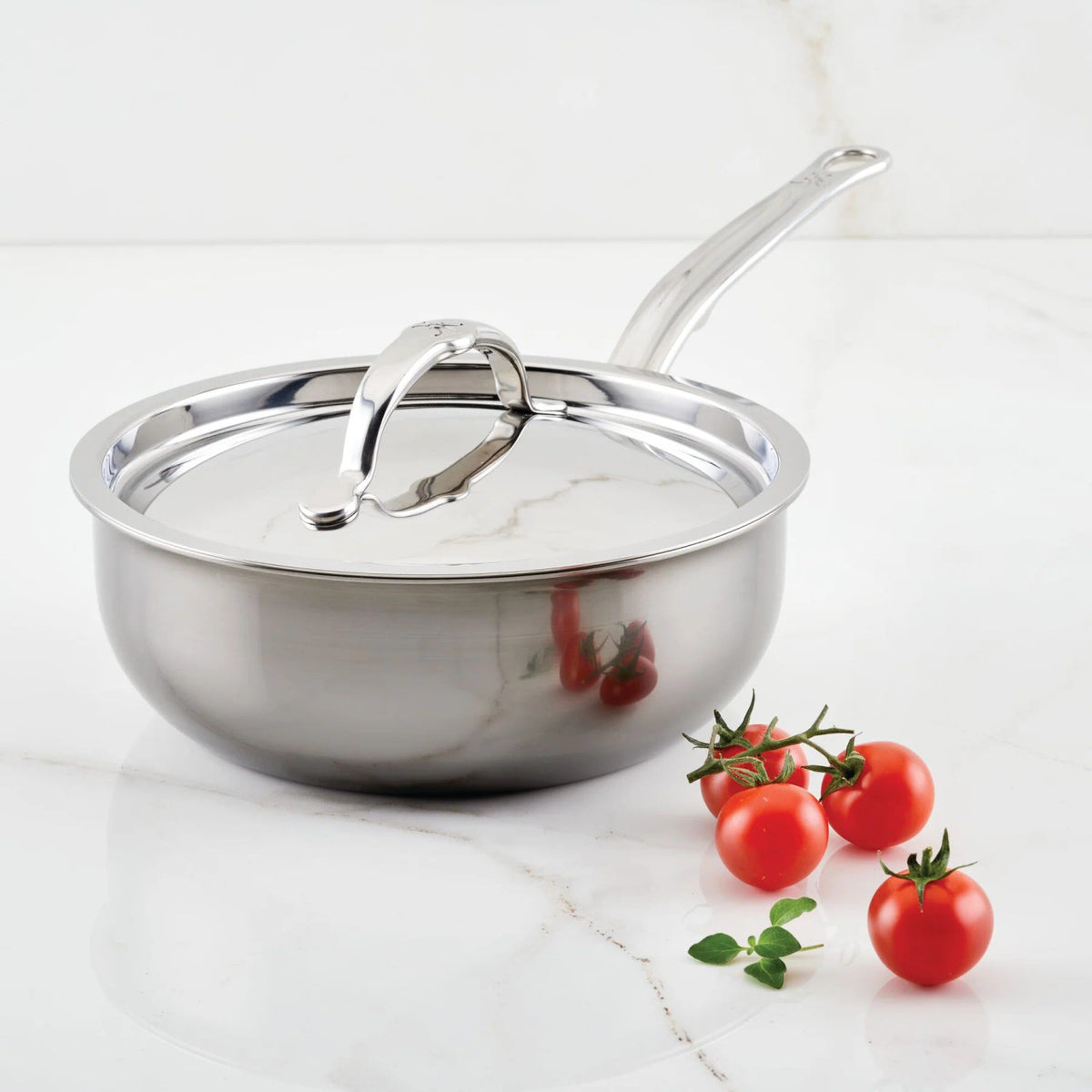 Hestan NanoBond Titanium Stainless Steel 2 qt. Saucier Pan with Lid