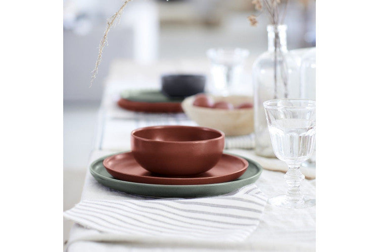 Casafina Pacifica 12 Piece Dinnerware Set With Cereal Bowl - Cayenne