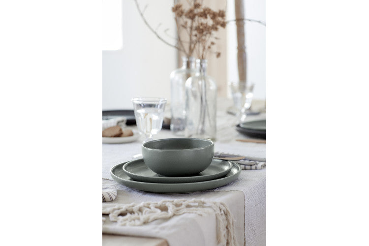 Casafina Pacifica 12 Piece Dinnerware Set With Cereal Bowl - Artichoke Green