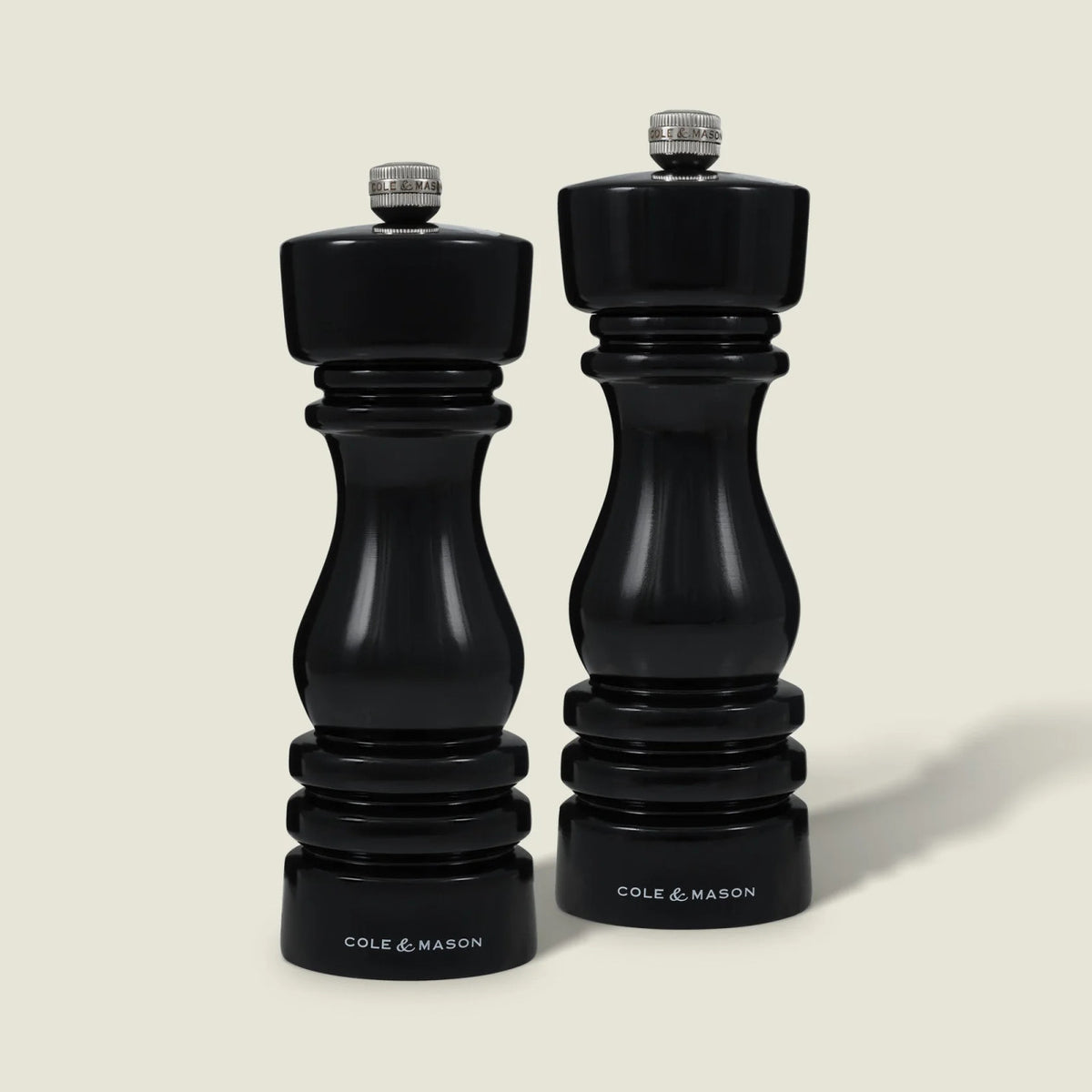 Cole & Mason London 8" Black Gloss Salt and Pepper Set