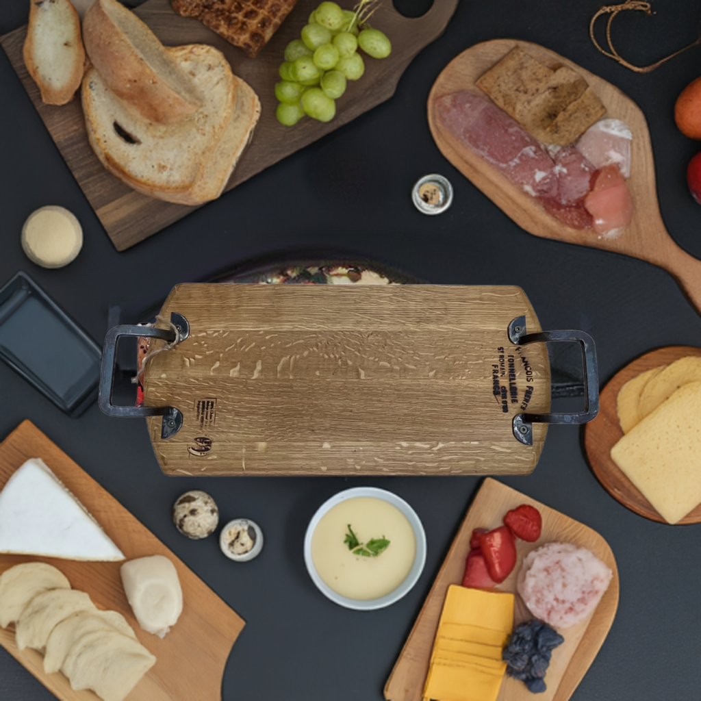 21 x 10 Inch Rectangular Vintage Platter with Wooden Feet