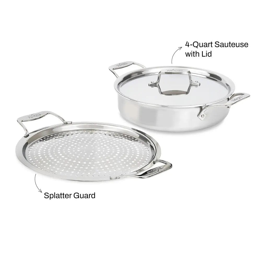 All-Clad D5 4 qt. Sautéuse with Lid & Strain & Splatter Guard
