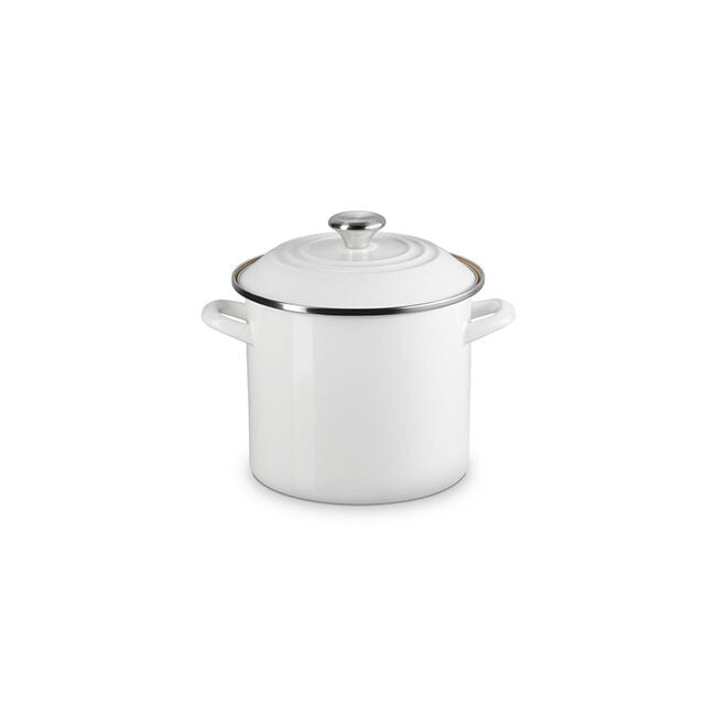 Le Creuset Enamel on Steel Stockpots with Stainless Steel Knobs - White